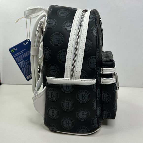 New Loungefly NBA Brooklyn Nets Debossed Mini Backpack Basketball NWT - Picture 6 of 8